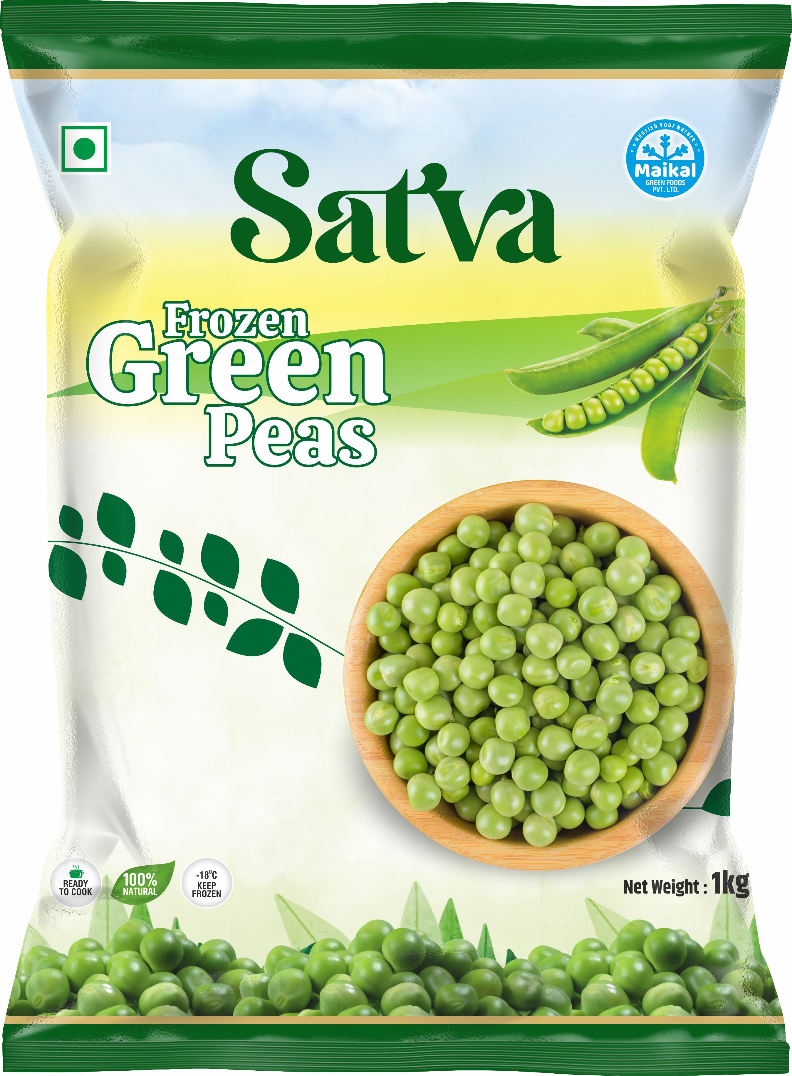 Satva Frozen Green Peas - 1kg